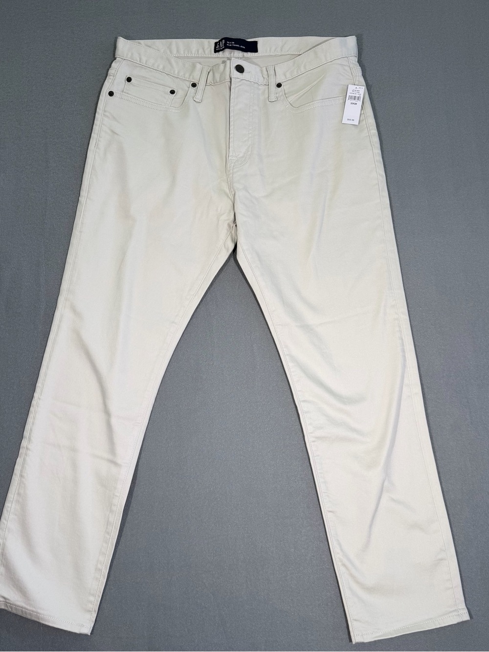 GAP Slim Travel Jeans Men's 33x28 Ecru Off White NWT